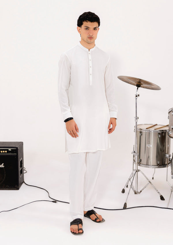 White-Blended-Kurta Trouser - (MPS25KPS2041)