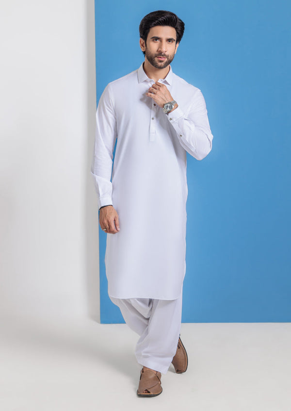 White-Blended-Shalwar Suit - (MPS25SSE2072)