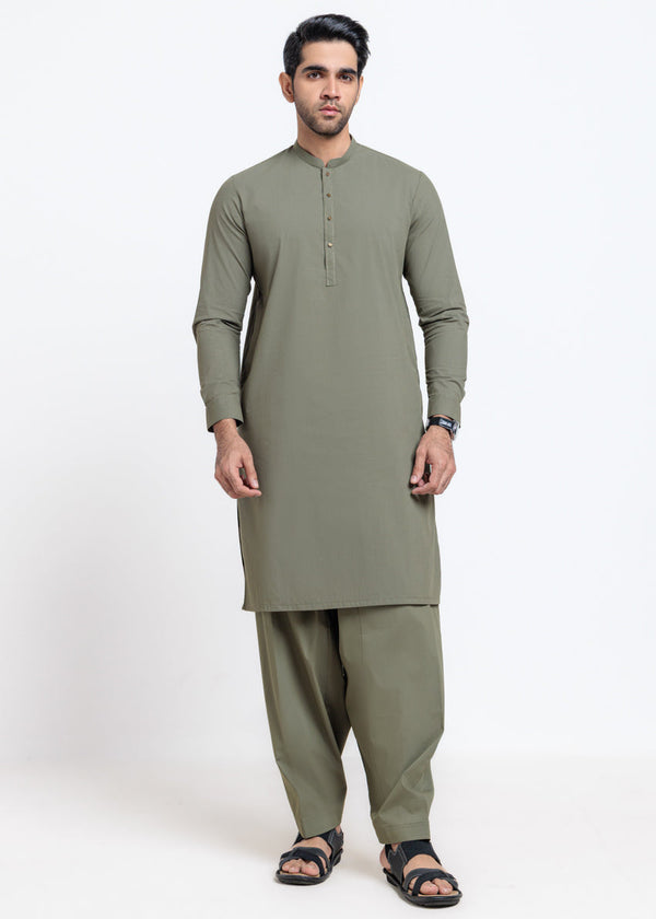 Mehandi-Blended-Shalwar Suit - (MPS25SSS2085)