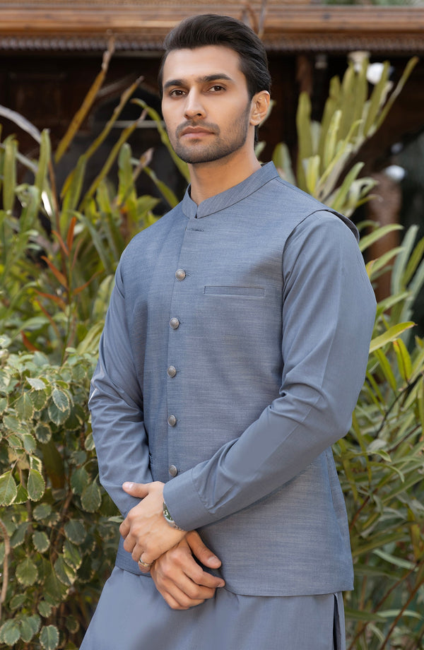 DENIM BLUE BLENDED WAISTCOAT