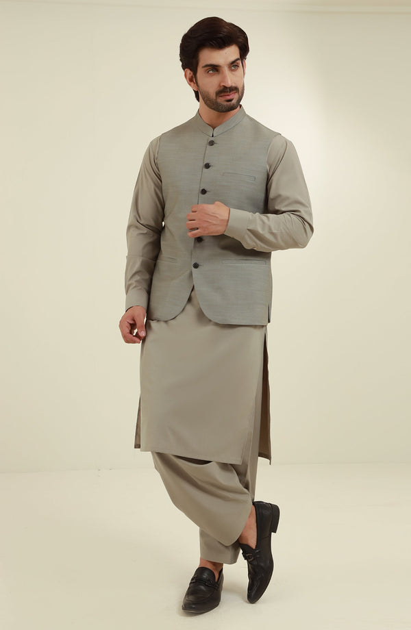 OLIVE GREEN BLENDED WAISTCOAT