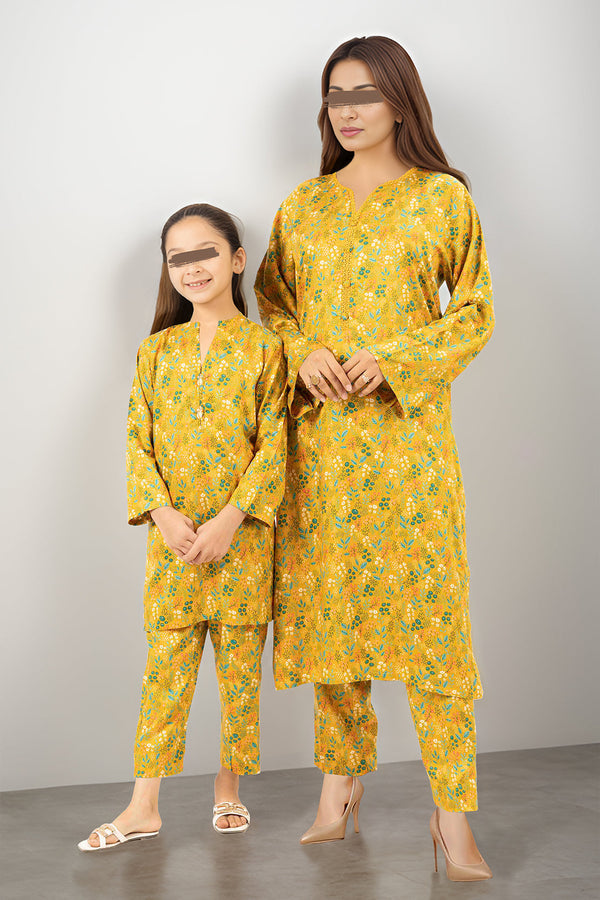 Saya'S Stitched Printed Smooth Flow For Mom And Daughter