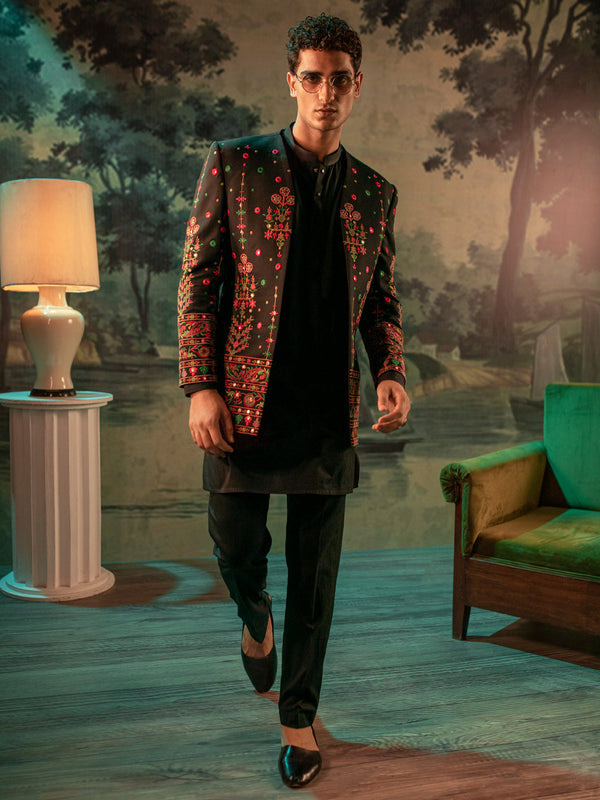 Black Blended Prince Coat - AL-PCS-056