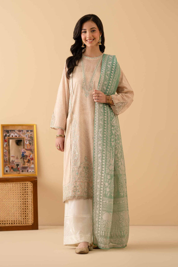 2 Piece - Printed Embroidered Suit - PE25-434