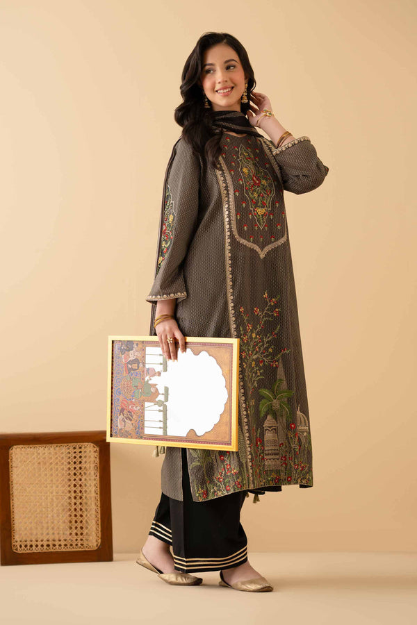 2 Piece - Printed Embroidered Suit - PE25-475