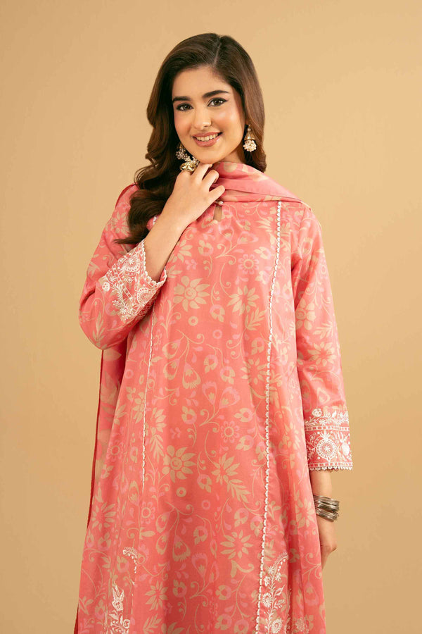 2 Piece - Printed Embroidered Suit - PE25-516