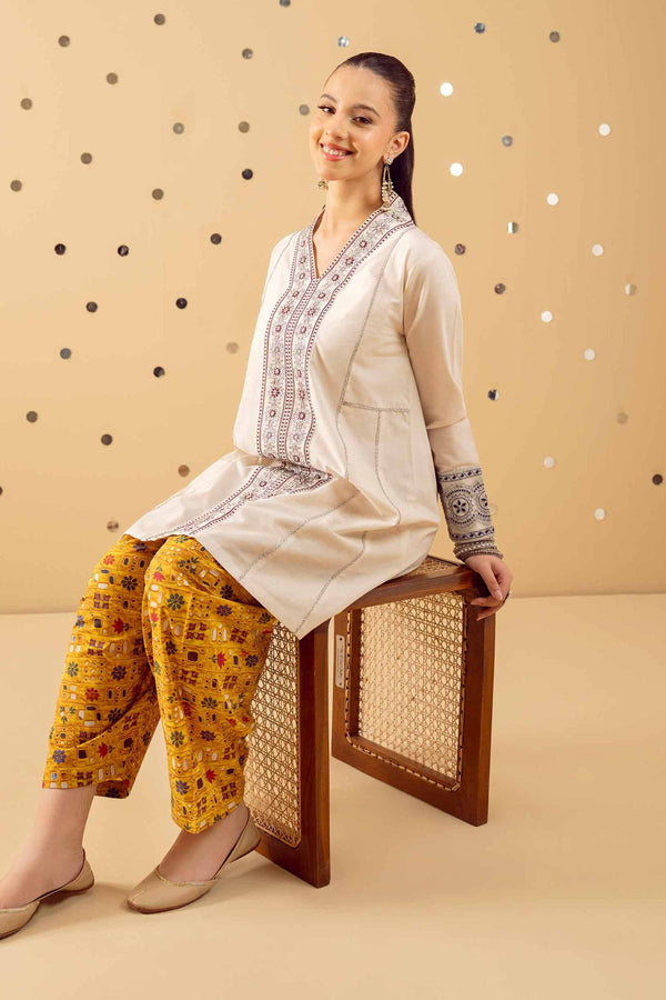 2 Piece - Printed Embroidered Suit - PE25-521