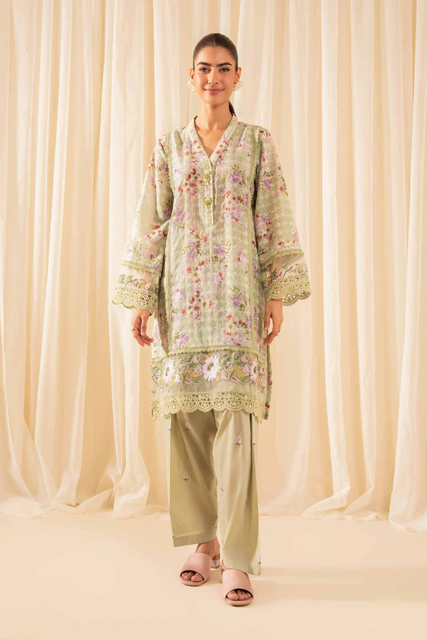 2 Piece - Printed Embroidered Suit - PFE25-34