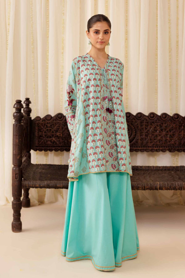 2 Piece - Printed Embroidered Suit - PFE25-47