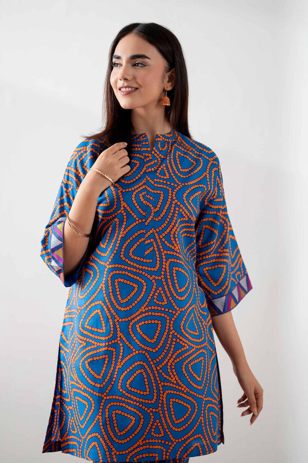 2 Piece - Printed Embroidered Suit - PS25-146