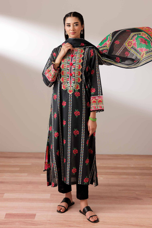 2 Piece - Printed Embroidered Suit - PS25-193