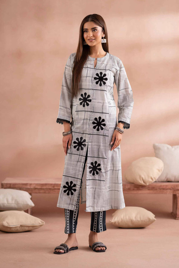 2 Piece - Printed Embroidered Suit - PS25-194