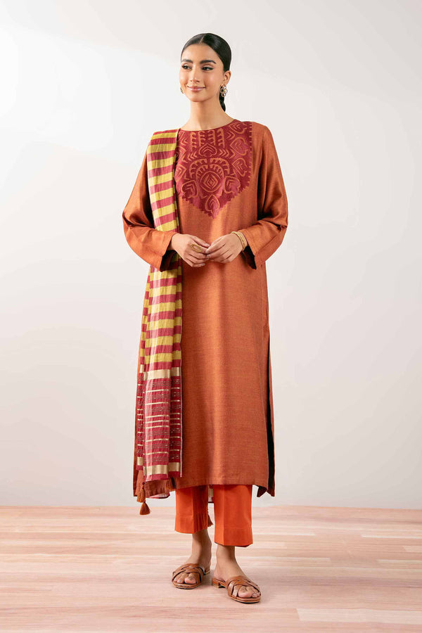 3 Piece - Embroidered Suit - PS25-212