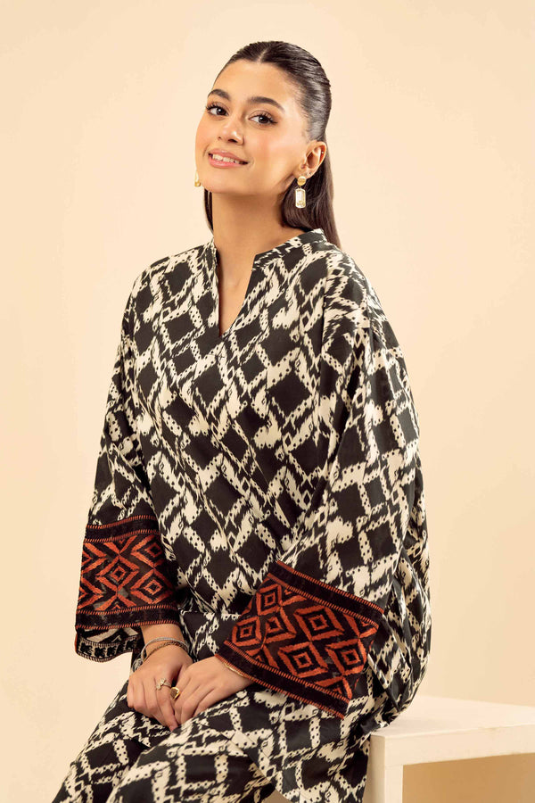 2 Piece - Printed Embroidered Suit - PW25-01