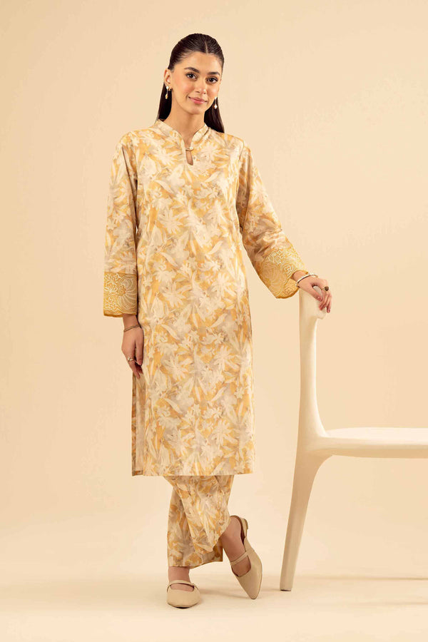 2 Piece - Printed Embroidered Suit - PW25-199
