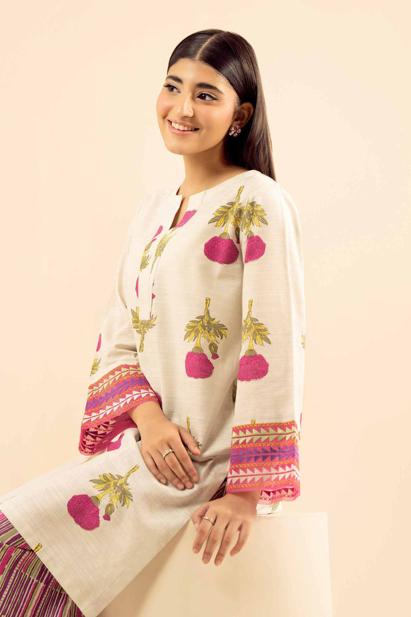 2 Piece - Printed Embroidered Suit - PW25-228
