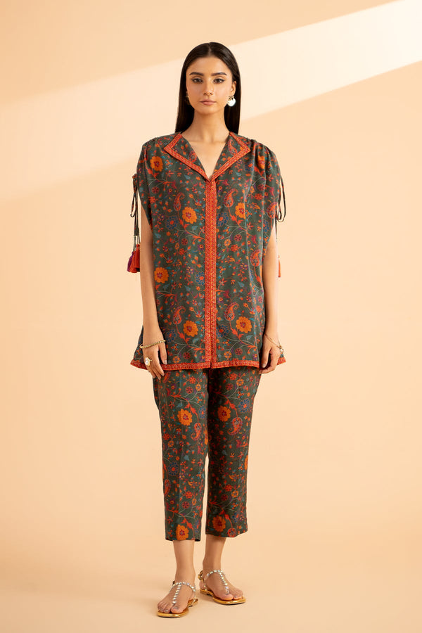 2-PC Raw-Silk Printed Shirt with Trouser CPM-4-29S