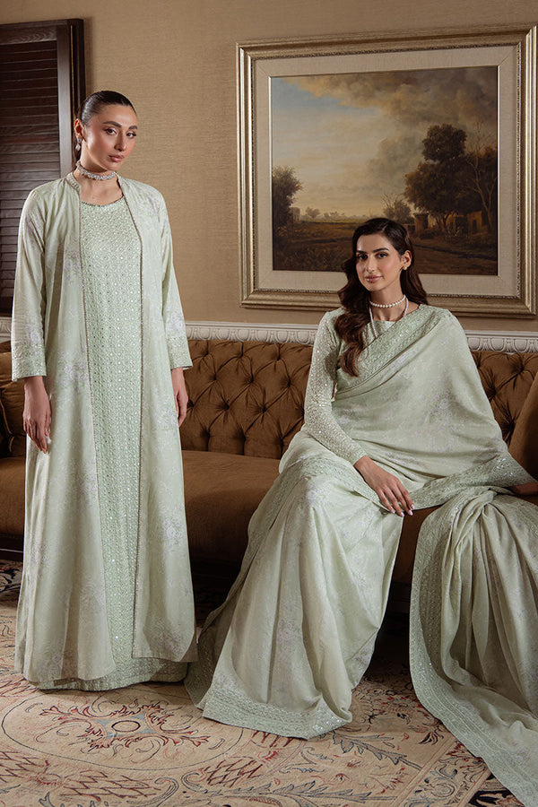 SOFT MELLOW-4PC CHIFFON EMBROIDERED SUIT