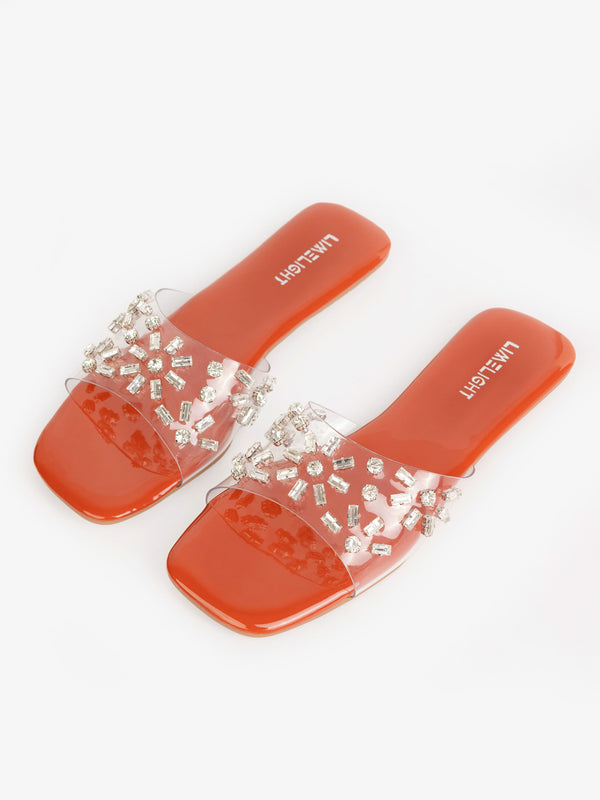 Transparent Embellished Flats