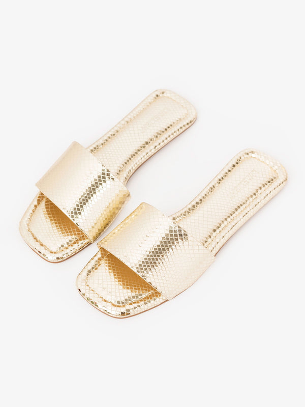 Shiny Textured Flats