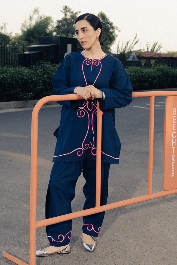 2 PIECE EMBROIDERED TWO WAY SLUB SUIT (PRET)