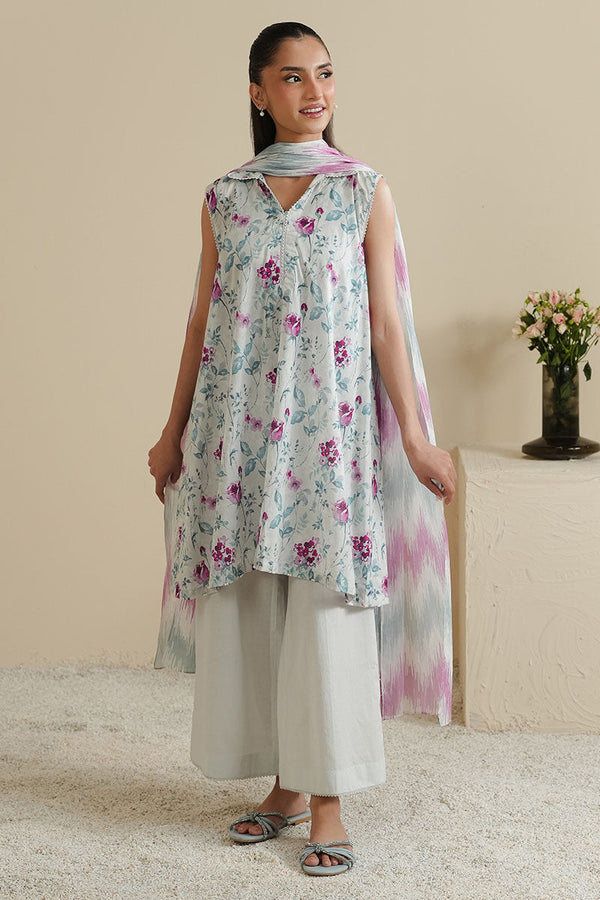 SEAFOAM SERENITY-3PC PRINTED LAWN SUIT