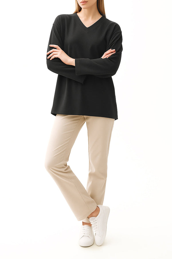 V-Neck Wide Sleeve Crepe Top