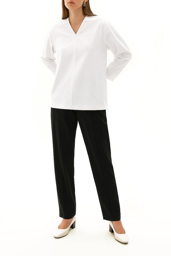 V-Neck Wide Sleeve Crepe Top