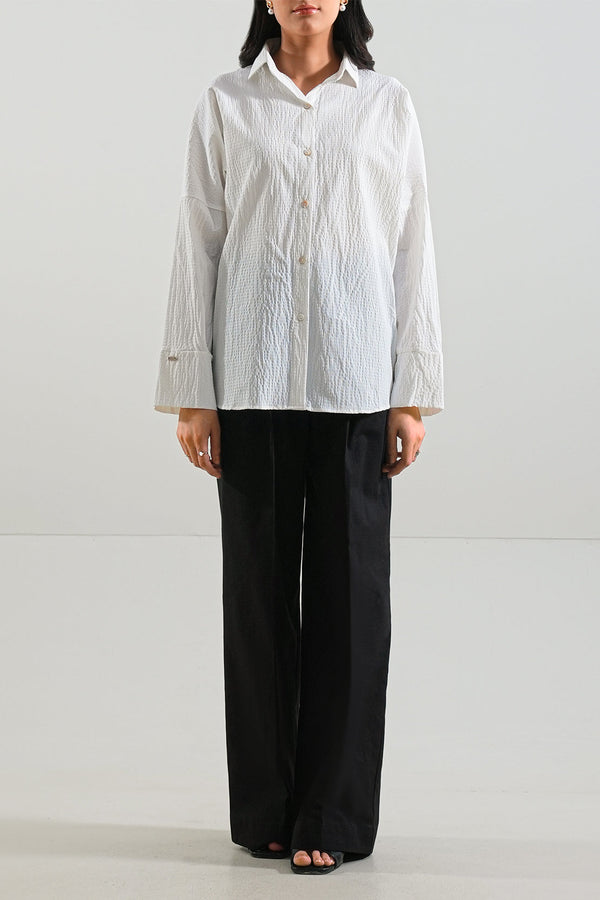 Solid Seersucker Stitched Shirt
