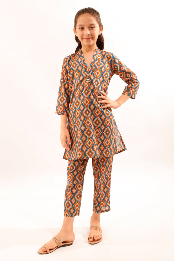 Printed Lawn Stitched 2 Piece (Shirt/Trouser)  For Kids