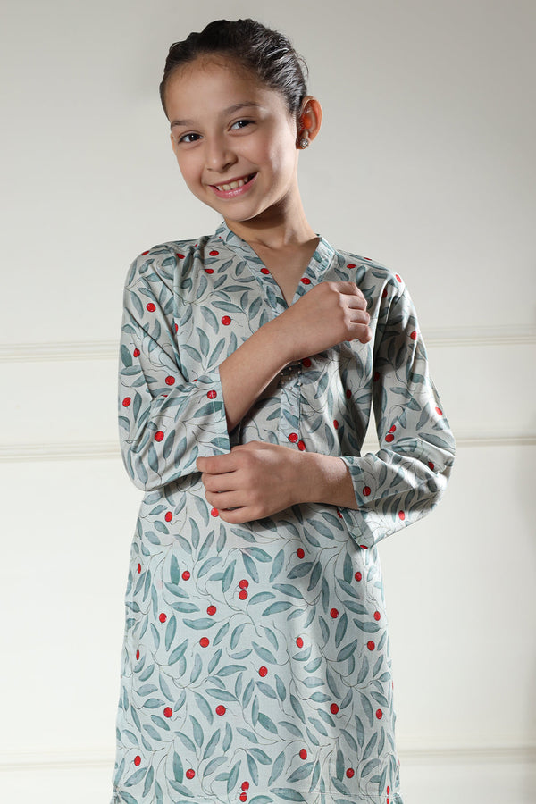 Printed Arabic Premium Lawn Stitched 2 Piece (Shirt/Trouser)  For Kids