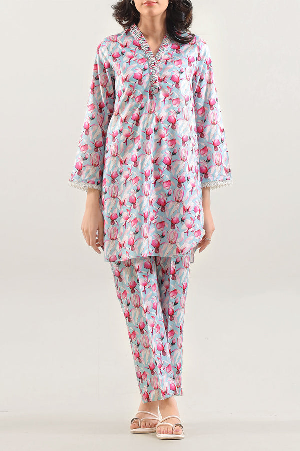Printed Silk Touch Stitched 2 Piece (Shirt/Trouser)