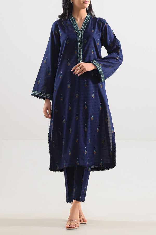 Embroidered Jacquard Cotton Stitched Shirt