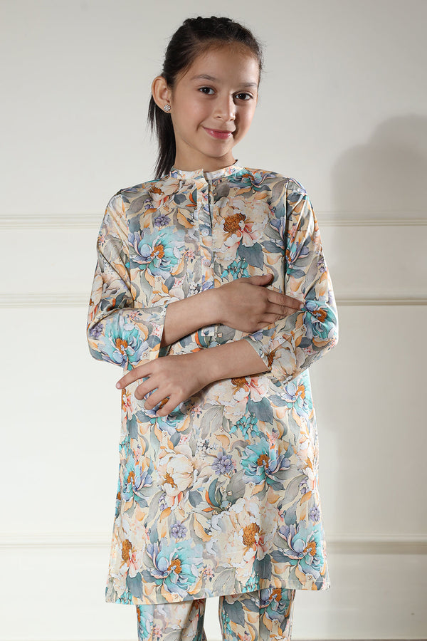 Printed Arabic Premium Lawn Stitched 2 Piece (Shirt/Trouser)  For Kids