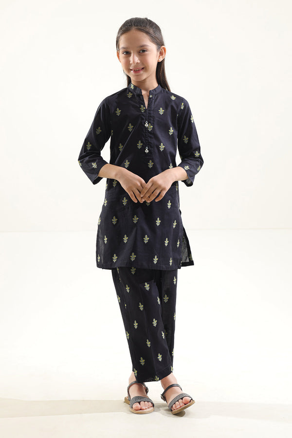 Stitched Cotton Jacquard Shirt/trouser For Kids