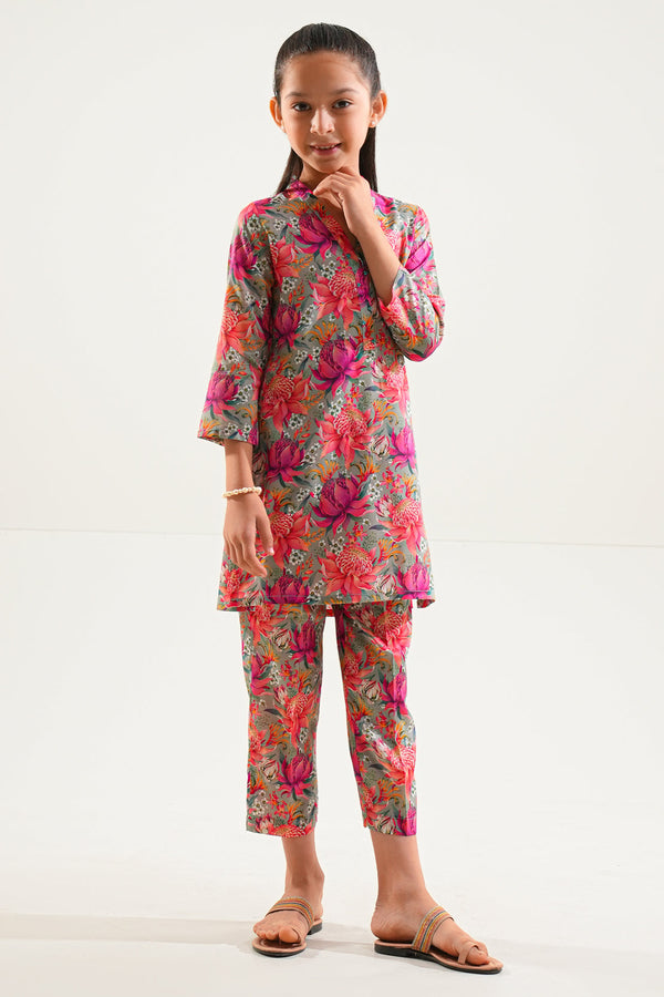 Printed Arabic Premium Lawn Stitched 2 Piece (Shirt/Trouser)  For Kids