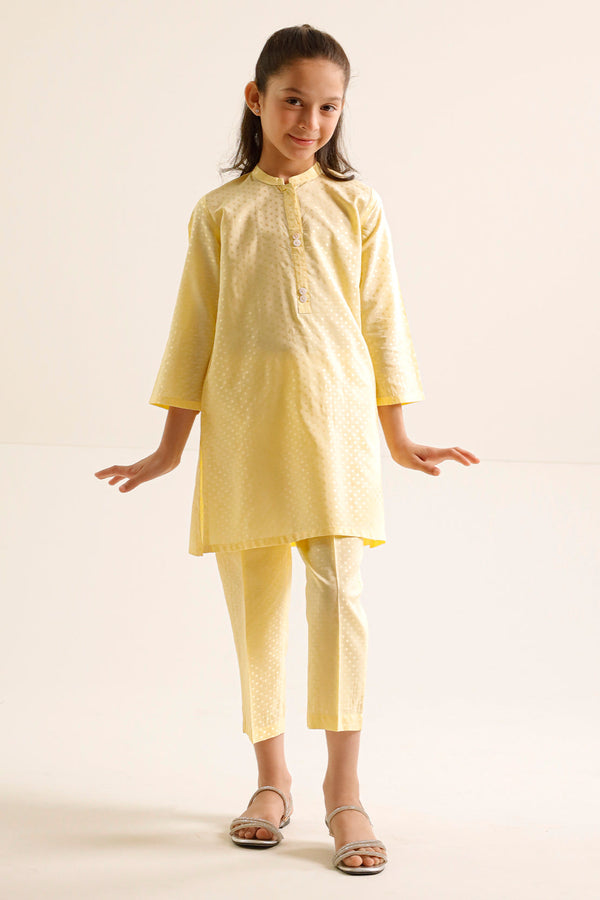 Stitched Self Jacquard Shirt/Trouser For Kids