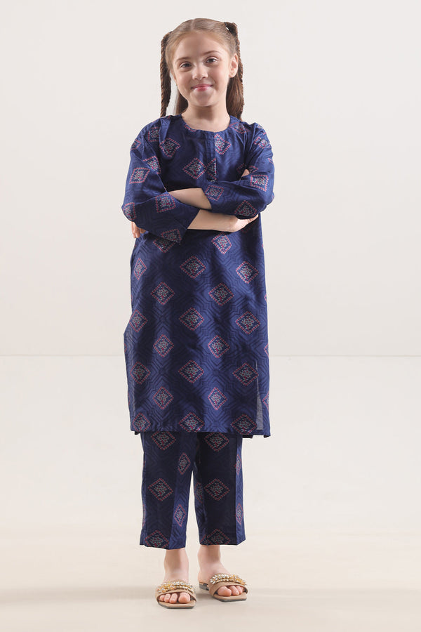 Stitched Cotton Jacquard Shirt/trouser For Kids