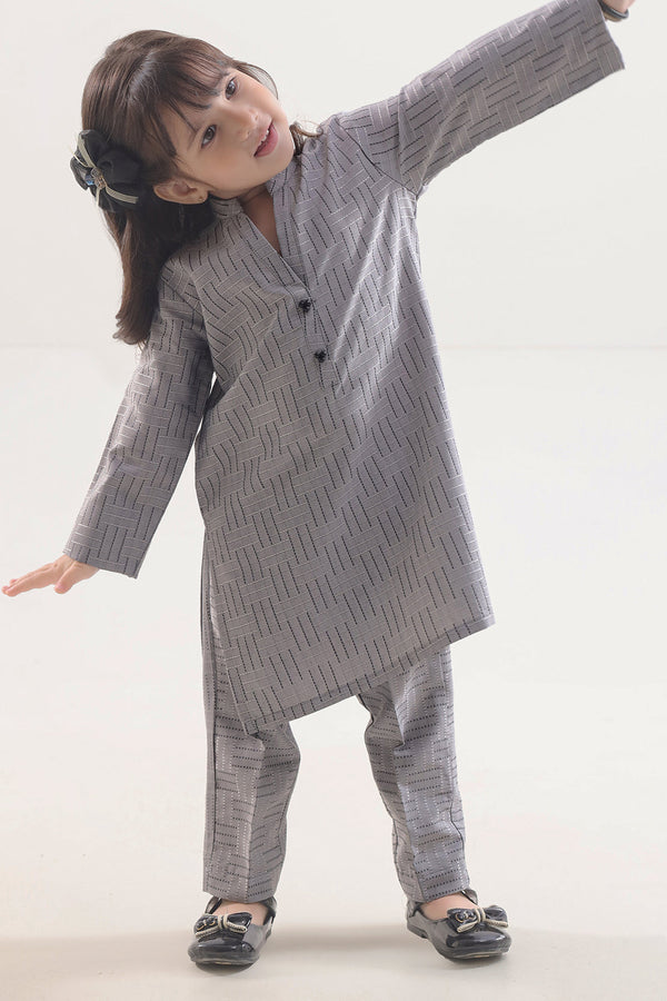 Stitched Cotton Jacquard Shirt/trouser For Kids