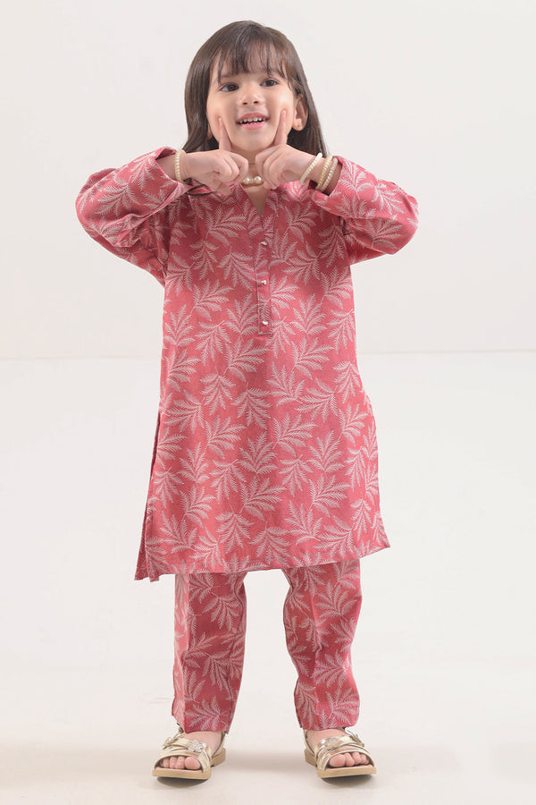 Stitched Cotton Jacquard Shirt/trouser For Kids