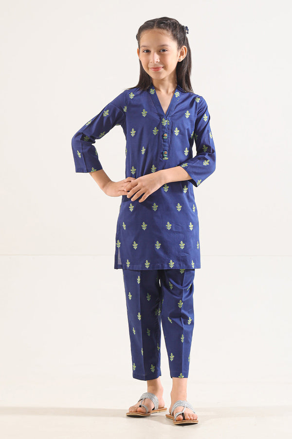 Stitched Cotton Jacquard Shirt/trouser For Kids