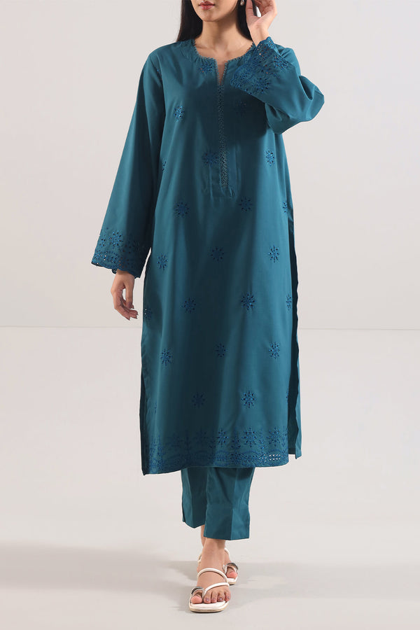 Solid Embroidered Easy Care Fabric Stitched 2 Piece (Shirt/Trouser)