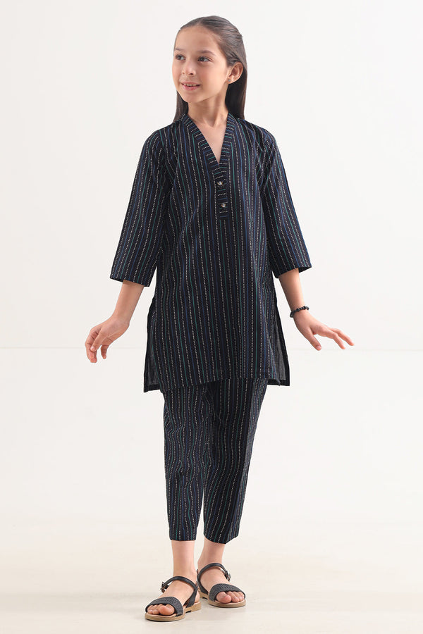 Stitched Cotton Jacquard Shirt/trouser For Kids