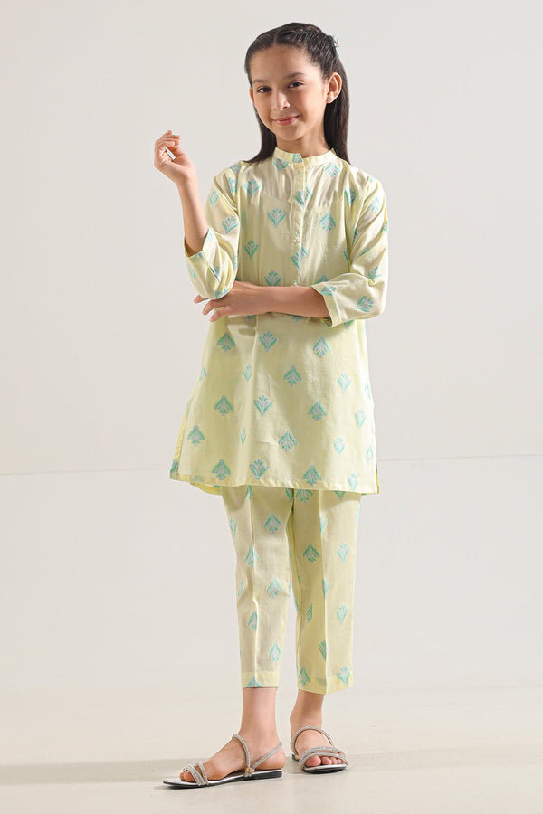 Stitched Cotton Jacquard Shirt/trouser For Kids
