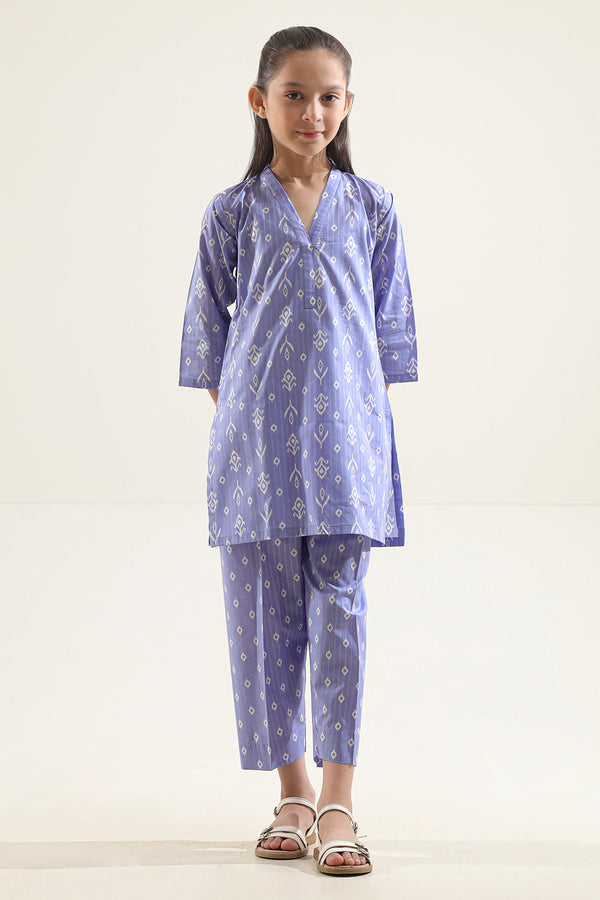 Printed Strip Lawn Stitched 2 Piece (Shirt/Trouser) For Kids