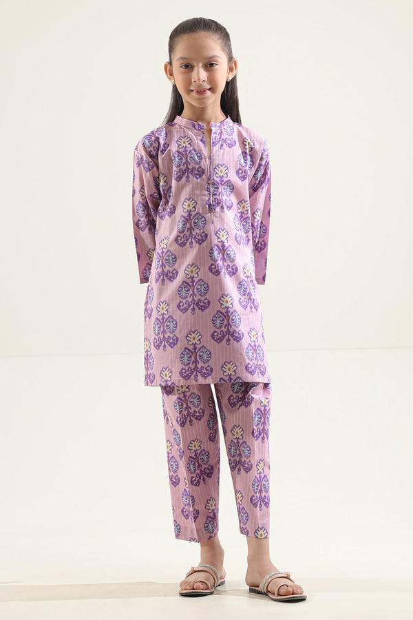 Printed Strip Lawn Stitched 2 Piece (Shirt/Trouser)  For Kids