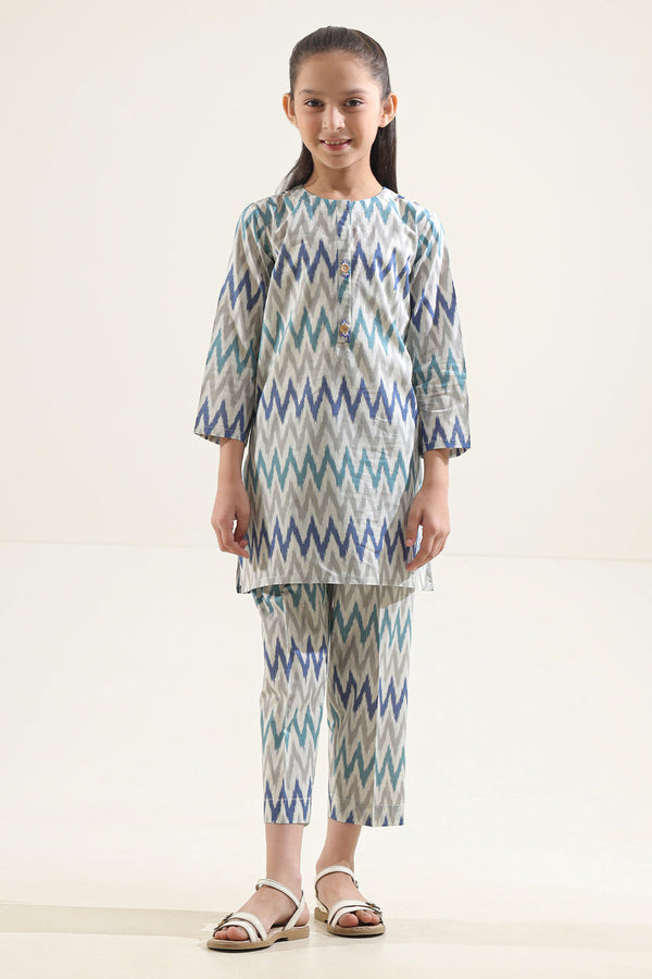 Printed Strip Lawn Stitched 2 Piece (Shirt/Trouser)  For Kids