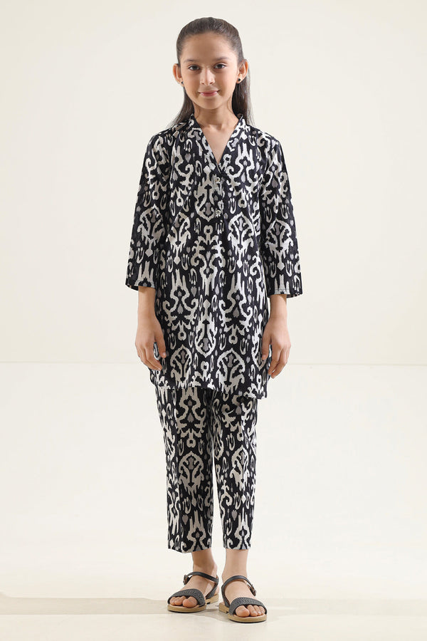 Printed Strip Lawn Stitched 2 Piece (Shirt/Trouser)  For Kids