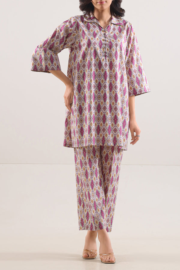 Printed Strip Lawn Stitched Shirt