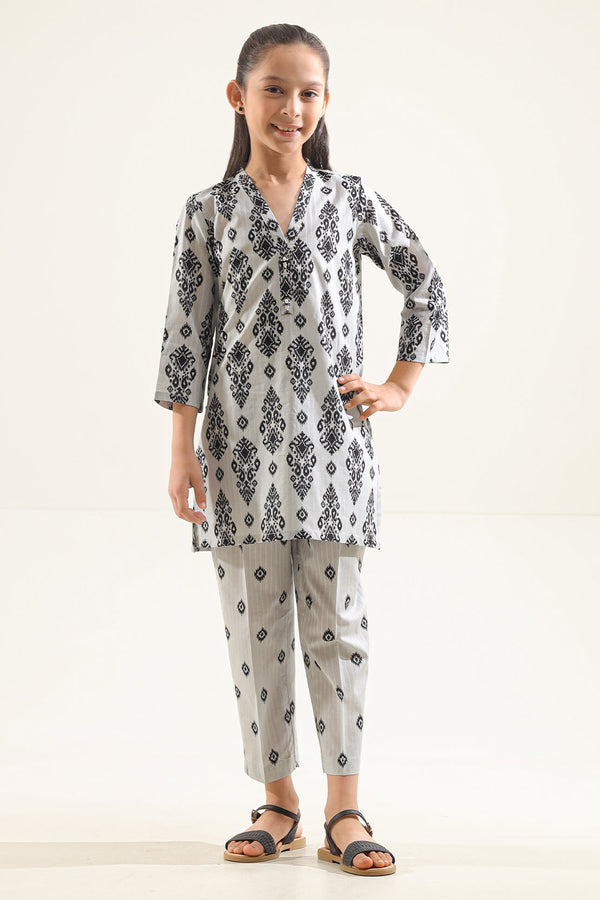 Printed Strip Lawn Stitched 2 Piece (Shirt/Trouser)  For Kids